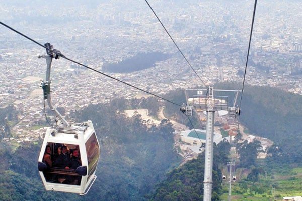 Aventura: Detalle del teleférico de 2.5 kilómetros que va desde las afueras de la capital ecuatoriana hasta la cima del volcán Pichincha.