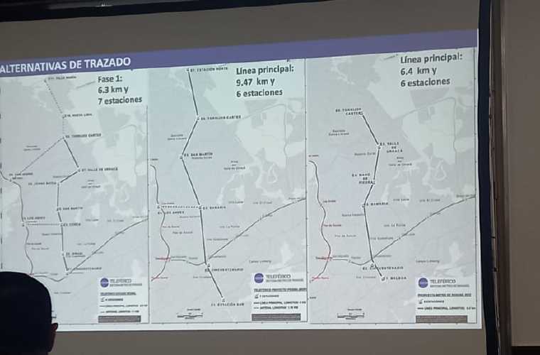 Estas son las tres alternativas de trazado que se manejan sobre el teleférico de San Miguelito.  Francisco Paz