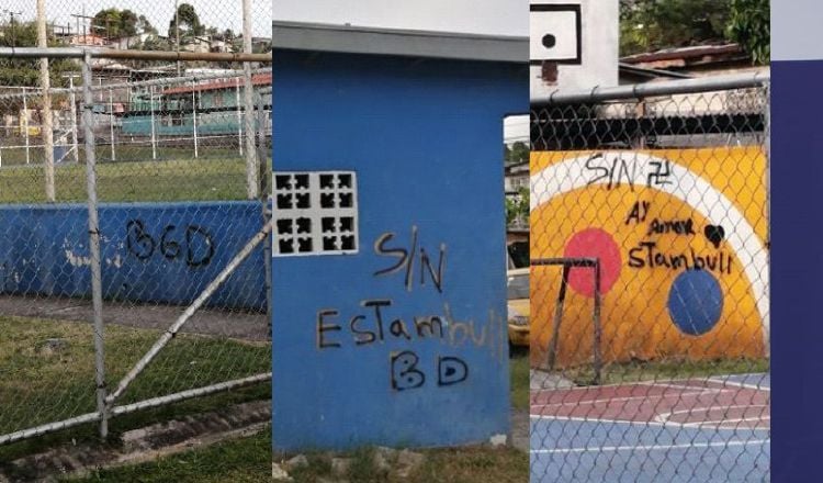 Grafitis de pandillas identificados en escuelas oficiales.