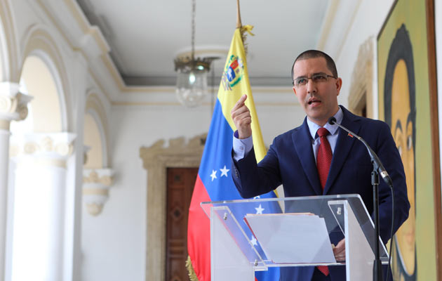 El canciller venezolano Jorge Arreaza, en un comunicado hace referencia a los planes contra Venezuela. FOTO/EFE