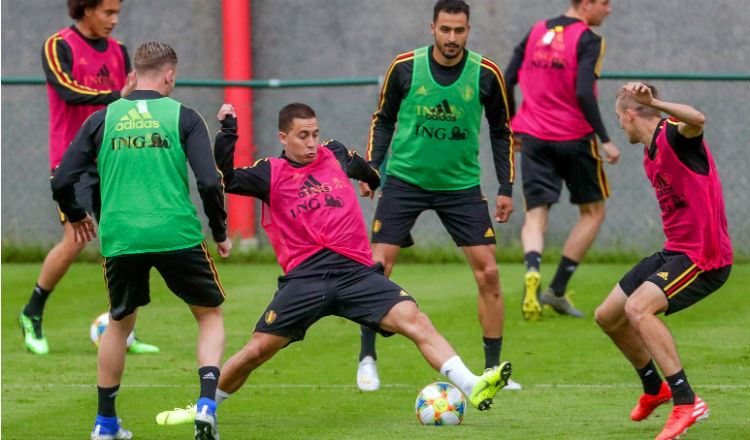 Eden Hazard en el entrenamiento de Bélgica. Foto AP