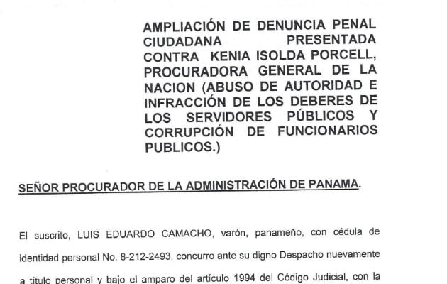 Llevan denuncia penal contra Porcell a la Procuraduría | Panamá América