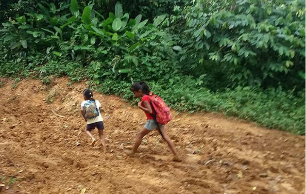 Los caminos en mal estado también afectan a los alumnos de Donoso. Foto: Diómedes Sánchez