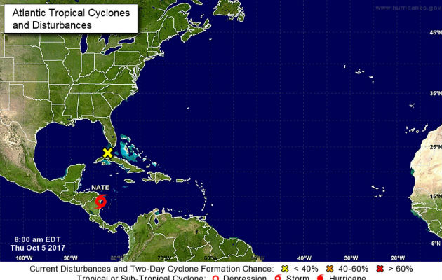 Formación de la tormenta tropical Nate.