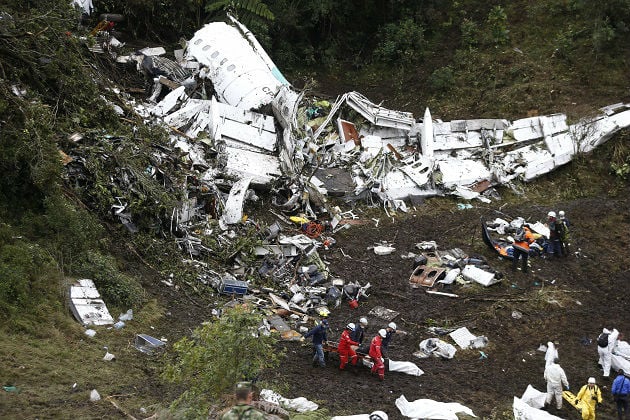 Así quedó el avión. Foto AP