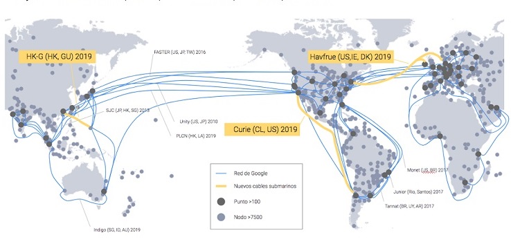 En todo el mundo, la red de Google tiene más de 100 puntos de presencia y 7500 nodos. Foto: Google