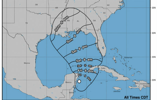 Mapa que indica la trayectoria de la tormenta subtropical Alberto. FOTO/EFE