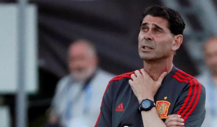 Hierro durante el entrenamiento del seleccionado español. /Foto EFE