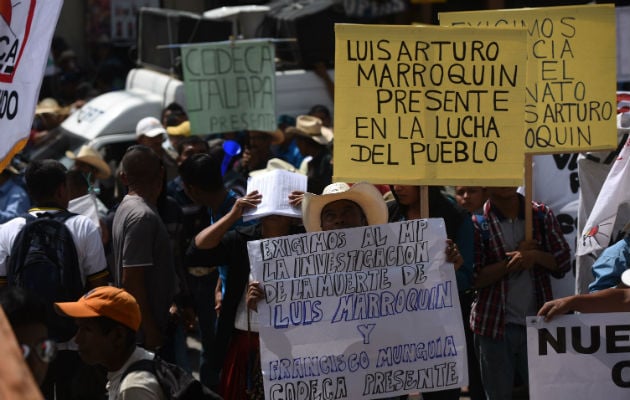 Los campesinos están disgustados y exigen la salida del presidente guatemalteco Jimmy Morales. FOTO/EFE