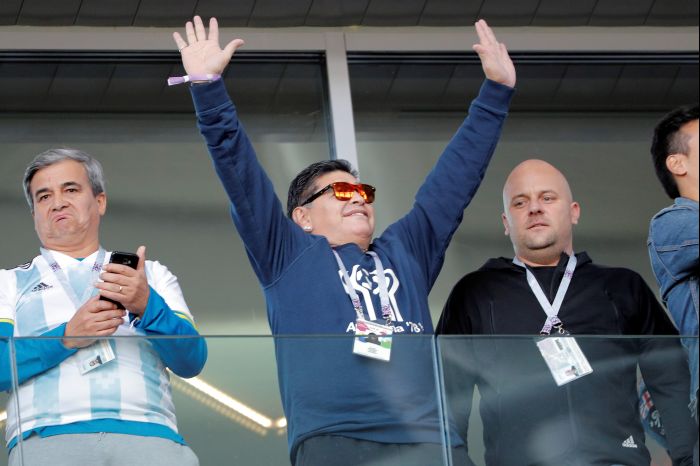 Maradona en el Spartak Stadium. Foto EFE