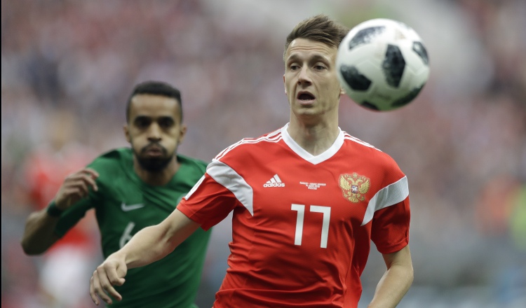 Alexander Golovin anotó el quinto gol ruso sobre Arabia Saudita. /Foto AP