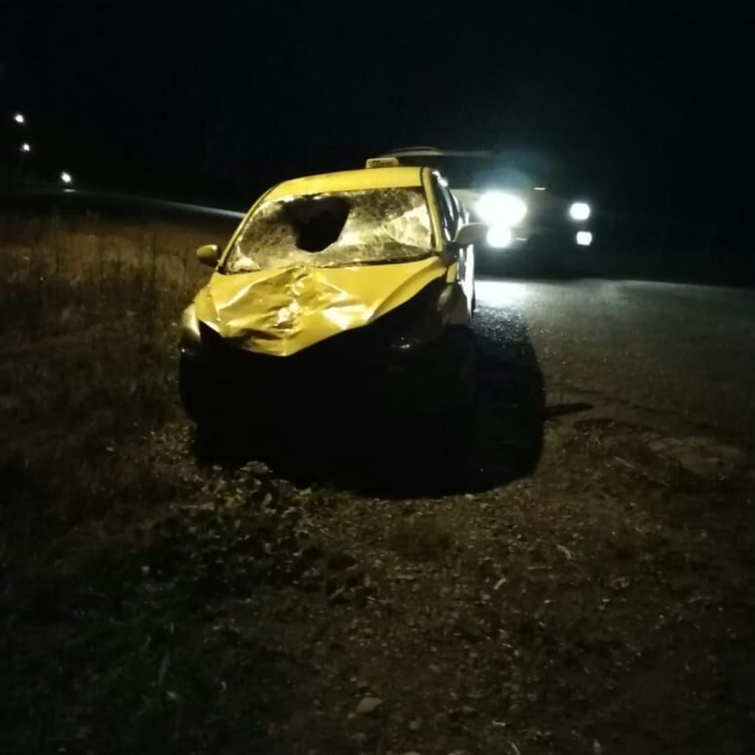 Taxi presuntamente involucrado en el atropello de un ciudadano de 62 años en Chiriquí. Foto/José Vásques