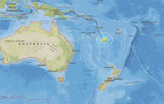 Mapa en el que se señala el epicentro del terremoto. 