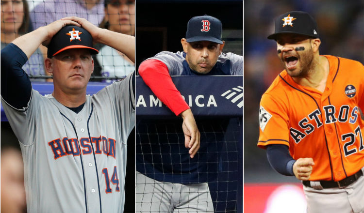 AJ Hinch, Alex Cora fueron despedidos de sus cargos en Houston y Boston; José Altuve negó haber usado un dispositivo en su uniforme. 