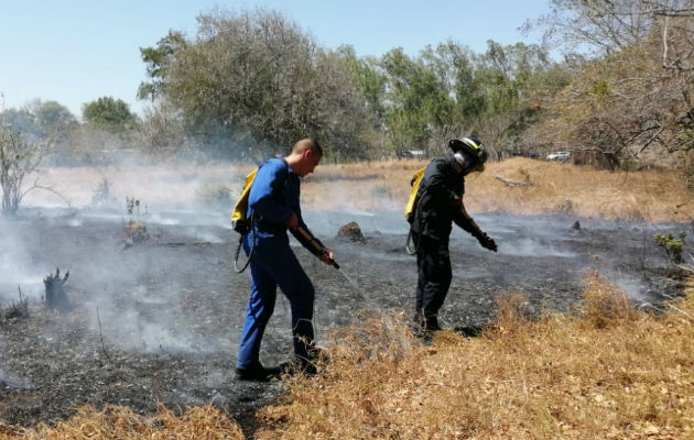 Tras la caída de los postes, se dio un incendio de masa vegetal en el área. Foto: Thays Domínguez.