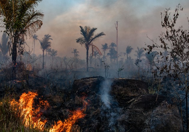 Una quema en la Amazonia para desmontar tierra para ganado en Mato Grosso, Brasil. Las quemas con frecuencia se vuelven incendios forestales. Foto / Victor Moriyama para The New York Times.