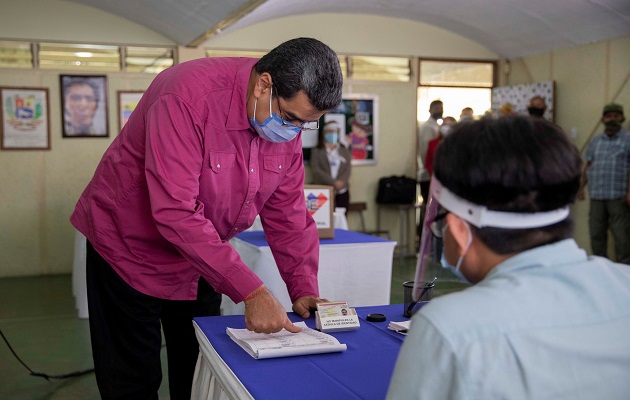 Nicolás Maduro durante las elecciones del fin de semana.