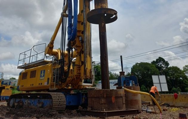 Prueba de carga de pilotes. Foto: El Metro de Panamá 