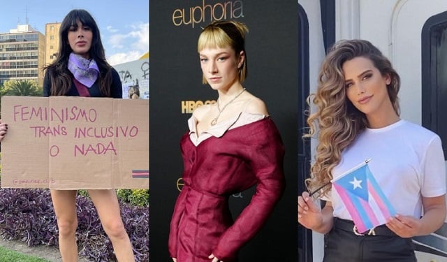 La modelo e 'influencer' Victoria Volkóva, la actriz Hunter Schafer y la ex Miss España Ángela Ponce. Fotos: Instagram