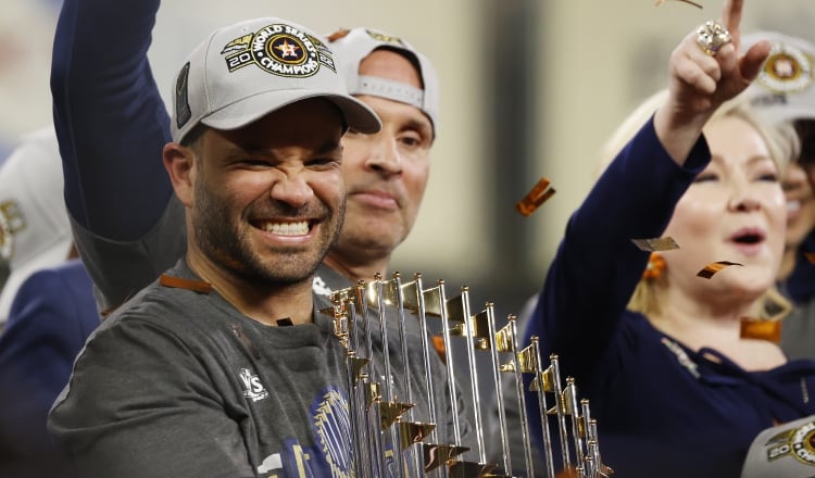 José Altuve festeja el campeonato con los Astros. Foto:EFE