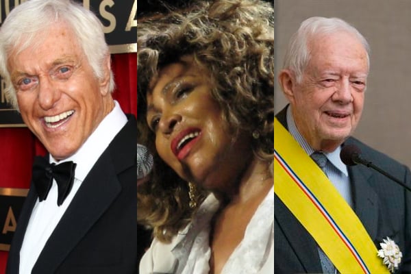 Dick Van Dyke (1), Tina Turner (48) y Jimmy Carter (6). Fotos: Archivo