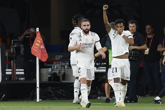 Celebración de los goles del equipo blanco.