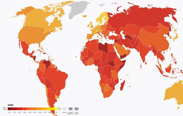 El Índice de Percepción de la Corrupción (IPC) de 2023 muestra que la corrupción está prosperando en todo el mundo.