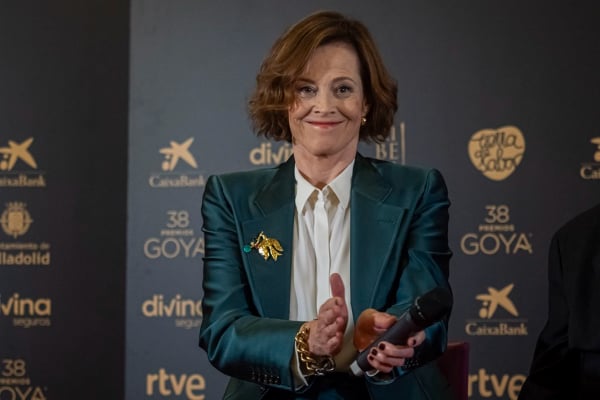 Sigourney Weaver en una rueda de prensa en Valladolid. Foto: EFE / R. García