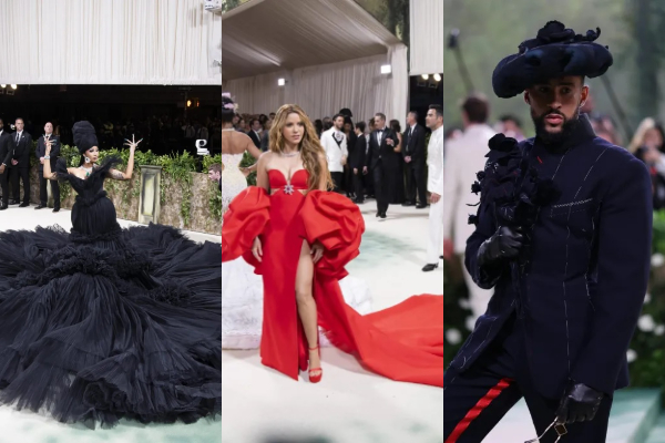 Cardi B, Shakira y Bad Bunny en la Met Gala 2024. Fotos: EFE/Justin Lane