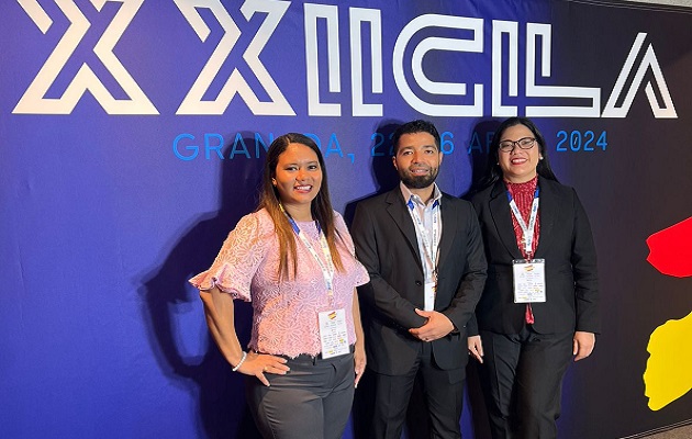 Airam Morales, Elvis Castillo y Ka Lai Ng en el XXII Congreso Ibero Latinoamericana del Asfalto. Foto: Cortesía