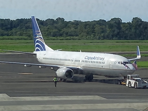 El primer avión de Copa con destino a Raleigh-Durham al momento de despegar. Foto: Francisco Paz