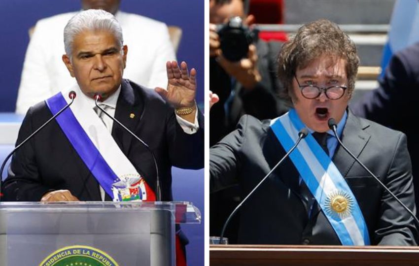El presidente de Panamá, José Raúl Mulino, y el presidente de Argentina, Javier Milei. Foto: EFE