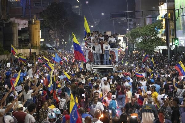 Cierre de campaña del candidato a la presidencia de Venezuela Edmundo González Urrutia. Foto: EFE