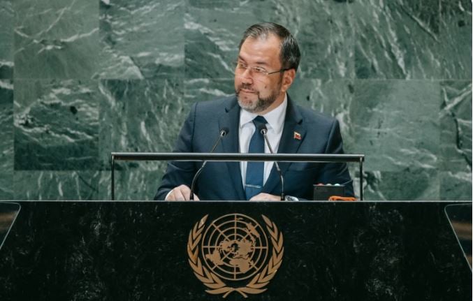 Ministro de Relaciones Exteriores de Venezuela, Yván Gil, en su discurso ante la ONU. Foto: EFE