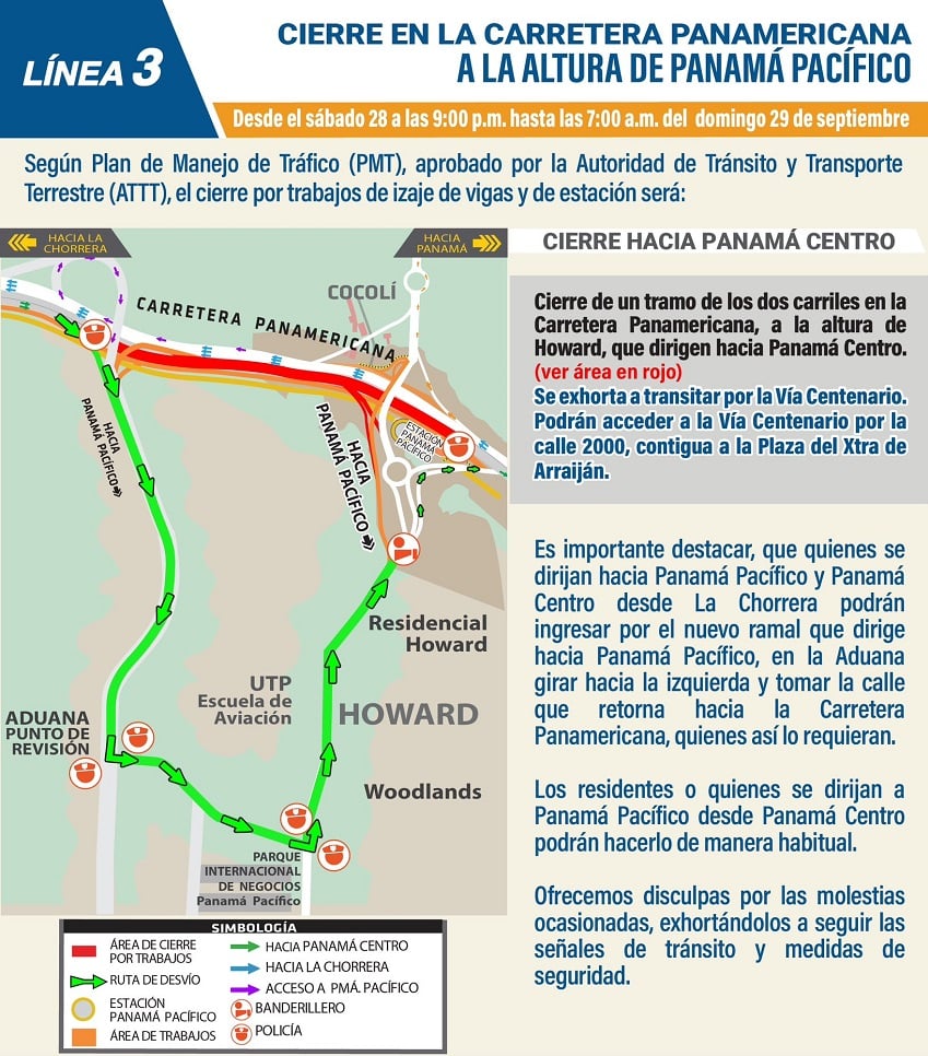 En la gráfica se explica que vías alternas deben tomar los conductores.