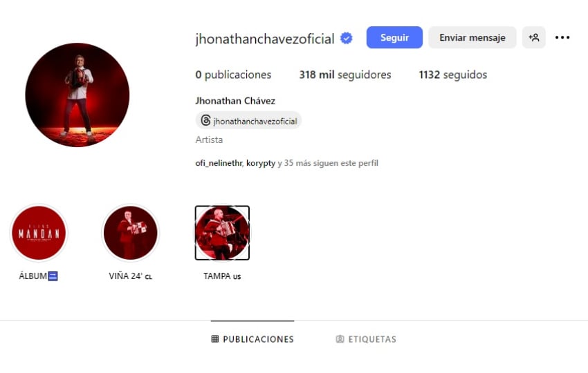 Perfil de Jhonathan Chávez en Instagram. Foto: Instagram