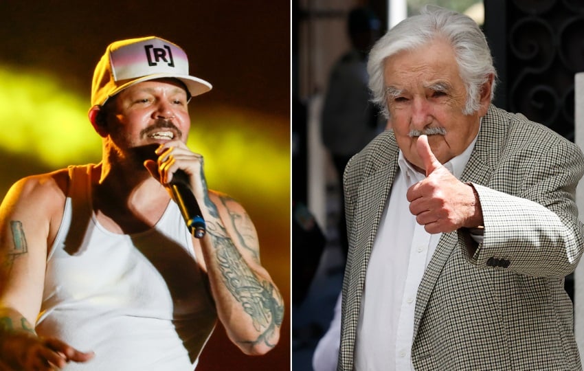 Residente y José Mujica. Foto: EFE / Javier Cebollada / Elvis González