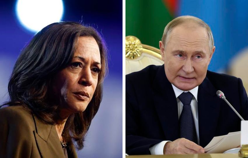 La vicepresidenta de Estados Unidos, Kamala Harris y el presidente de Rusia, Vladímir Putin. Foto: EFE