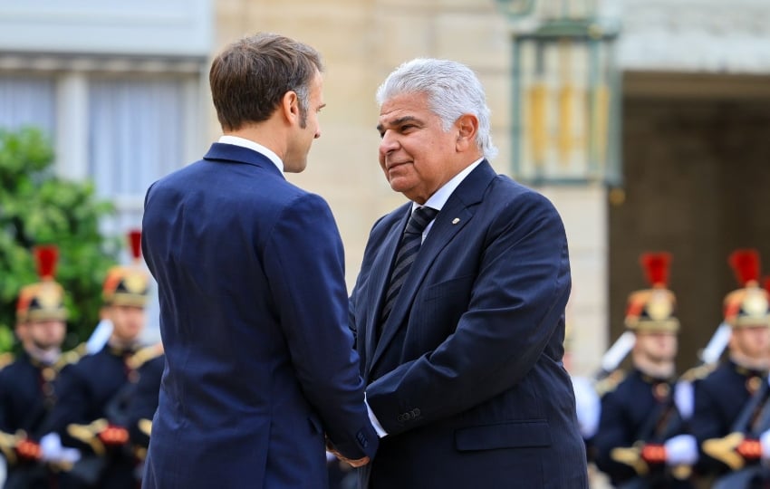 José Raúl Mulino  se reunió con su homólogo francés, Emmanuel Macron/ Foto cortesía