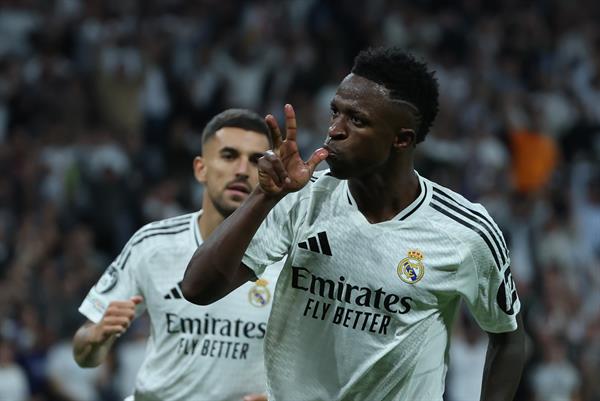 Vinícius, anotó tres goles en el triunfo del Real Madrid. Foto: EFE