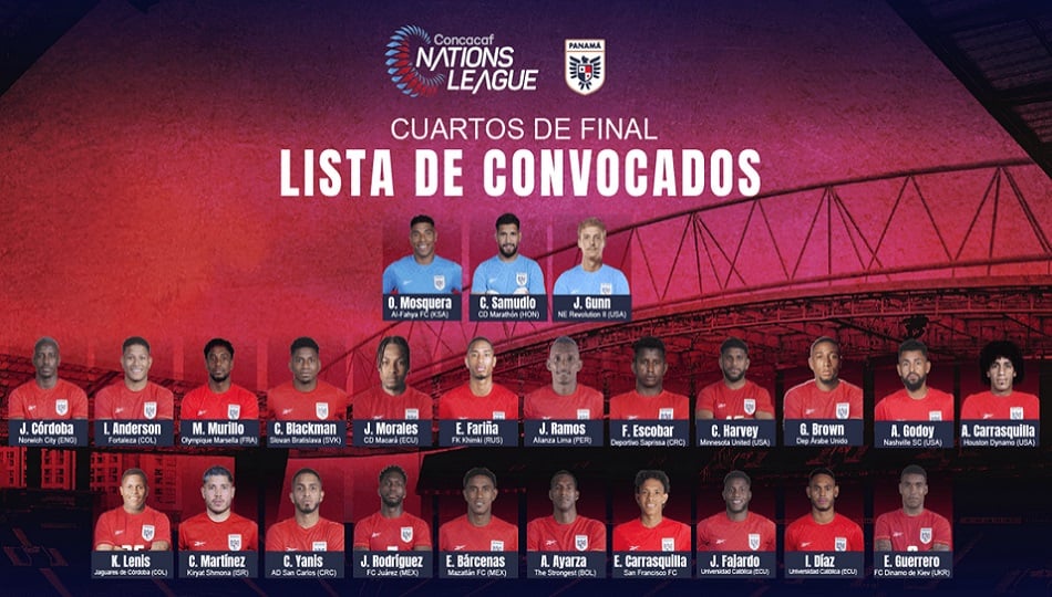 Equipo de Panamá que enfrentará a Costa Rica en la Liga de Naciones. Foto: FPF