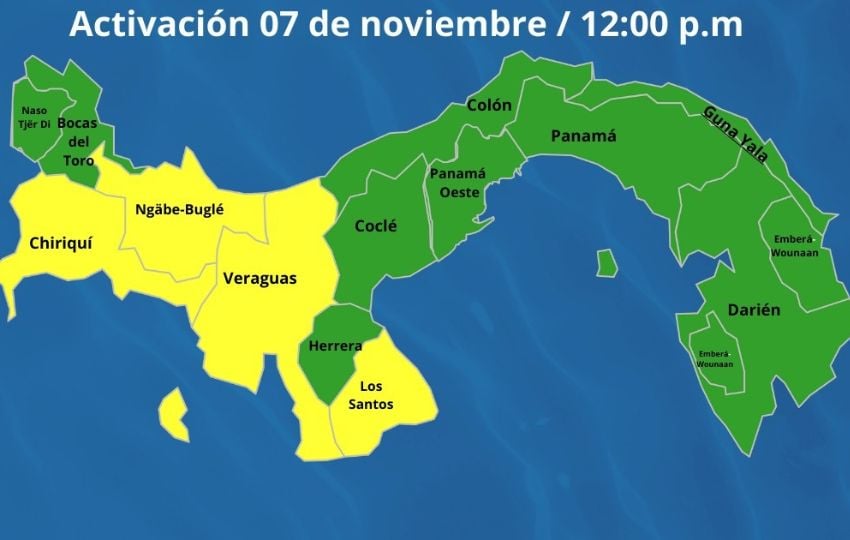 Mapa de alerta del Sinaproc. Foto: Cortesía