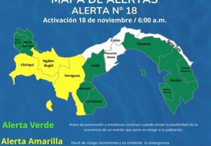 Mapa que muestra el estado de las alertas por provincias