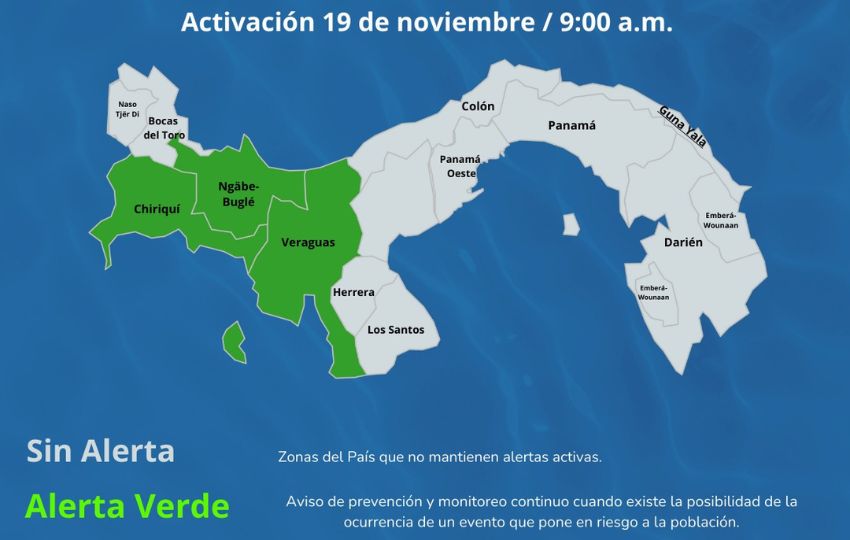 Mapa de alertas del Sinaproc. Foto: Cortesía