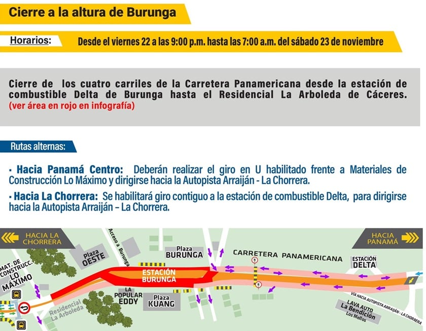 Información de los trabajos que se realizarán en los próximos días.