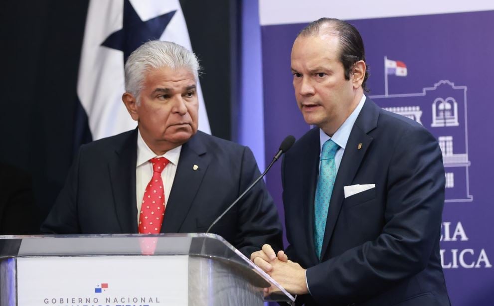 Presidente José Raúl Mulino junto al Canciller Javier Martínez - Acha. Foto: Cortesía