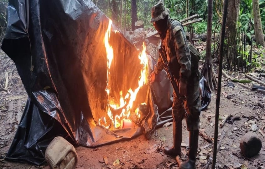 Destruyen campamento de minería ilegal en Guna Yala. Foto: Cortesía