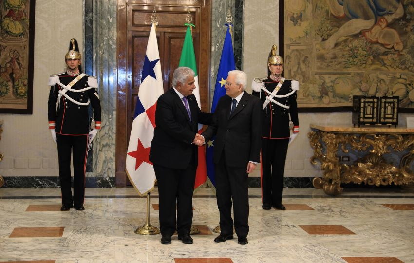 El presidente de Panamá, José Raúl Mulino junto su homólogo italiano, Sergio Mattarella. Foto: Cortesía