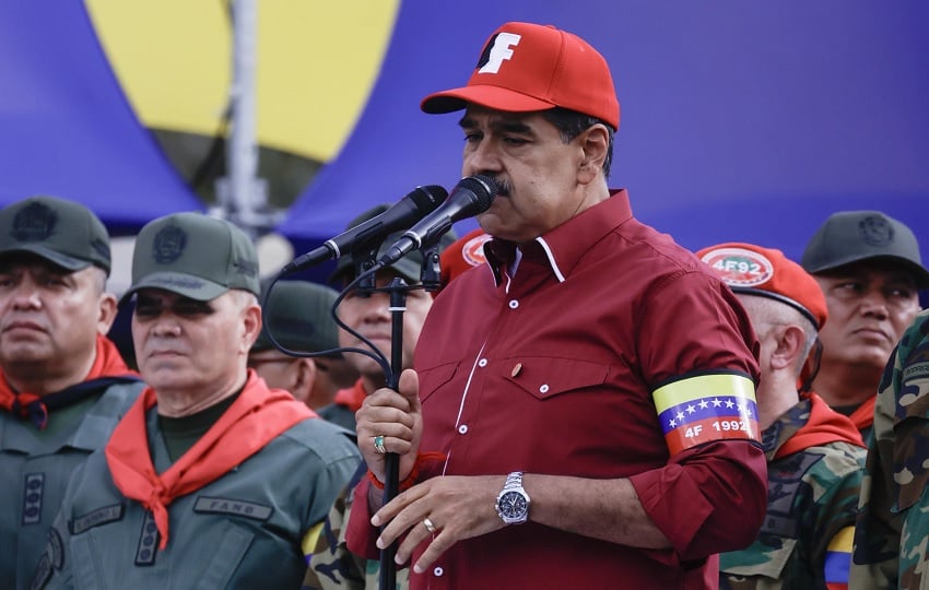 El líder chavista Nicolás Maduro habla durante el homenaje a Hugo Chávez. Foto: EFE