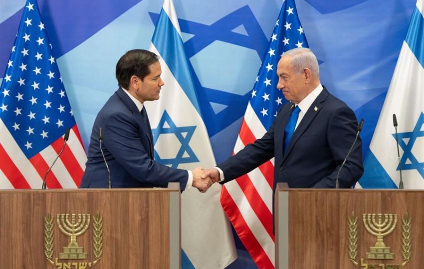 El secretario de Estado de EE.UU., Marco Rubio, junto al primer ministro israelí, Benjamín Netanyahu. Foto: EFE